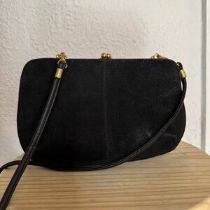 Vintage black leather crossbody clutch